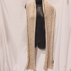 Carriag Donn 100% wool cream colored scarf from Ireland, 92"x10"